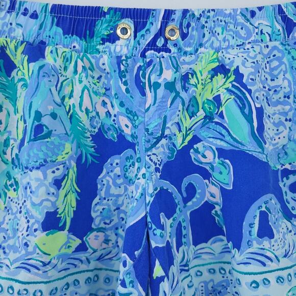 Lilly Pulitzer Katia Shorts XXS Mermaid Octopus Blue Green Elastic Waist Pull On - Picture 3 of 9